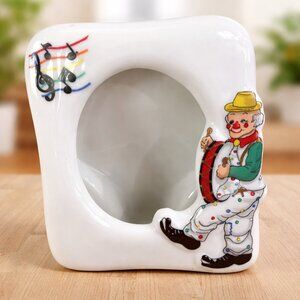 Clown Picture Frame Musical Theme Ceramic Nursery Decor vintage